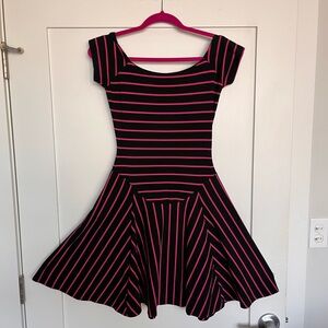 Vintage Betsy Johnson Black and Pink Striped Dress